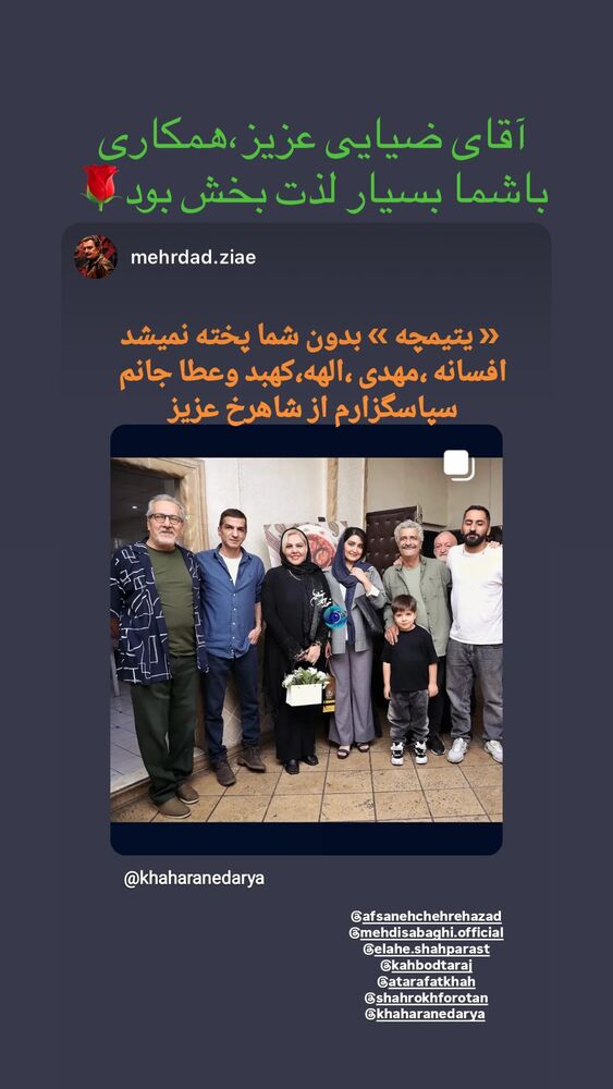  جدید ترین استوری اینستاگرام افسانه نعمت ناصر