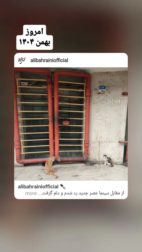  جدید ترین استوری اینستاگرام علی بحرینی