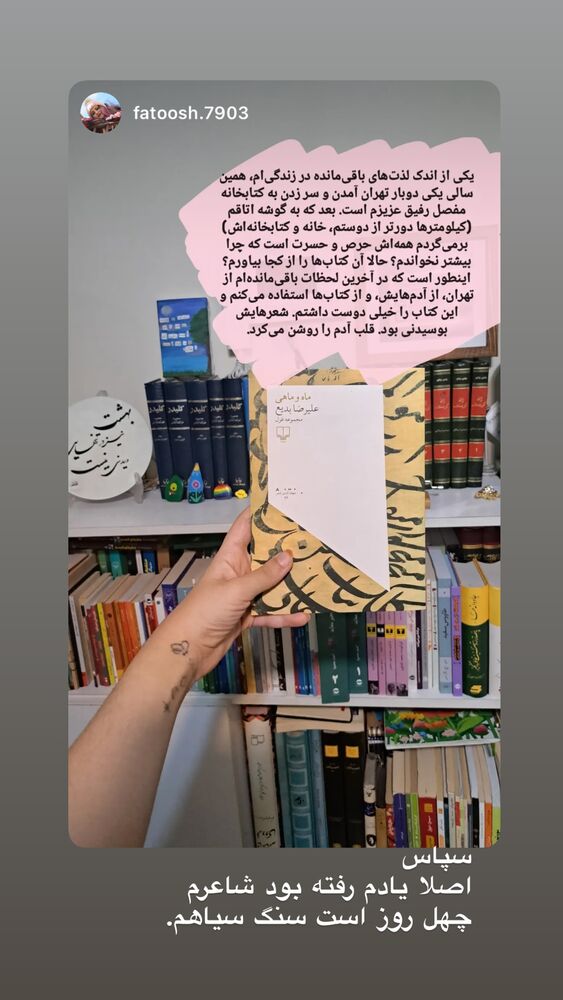  جدید ترین استوری اینستاگرام علی رضا بدیع