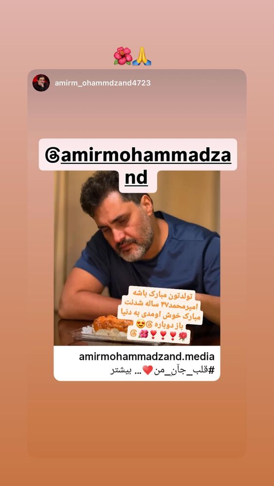  جدید ترین استوری اینستاگرام امیر محمد زند