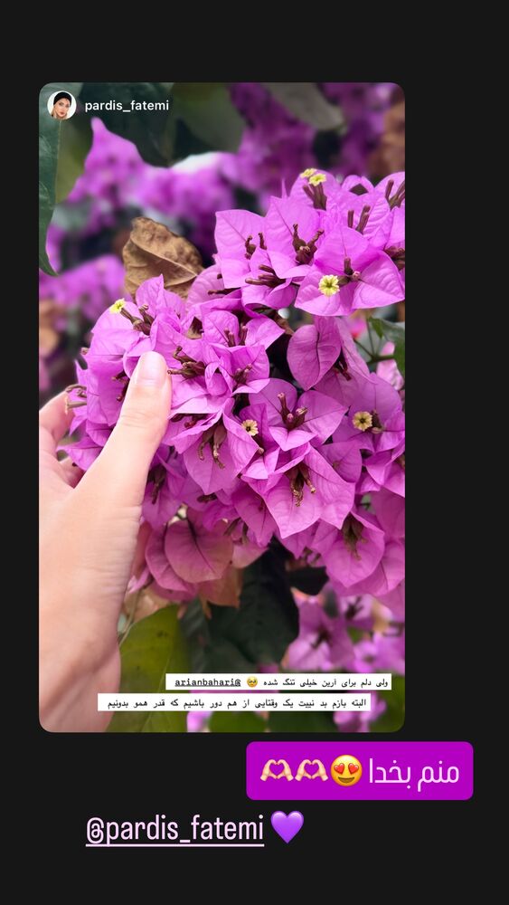  جدید ترین استوری اینستاگرام آرین بهاری
