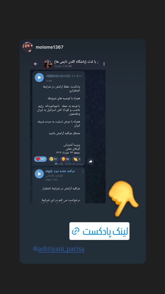  جدید ترین استوری اینستاگرام پریسا آشتیانی