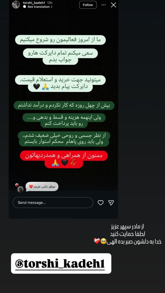  جدید ترین استوری اینستاگرام الیناز ادیب