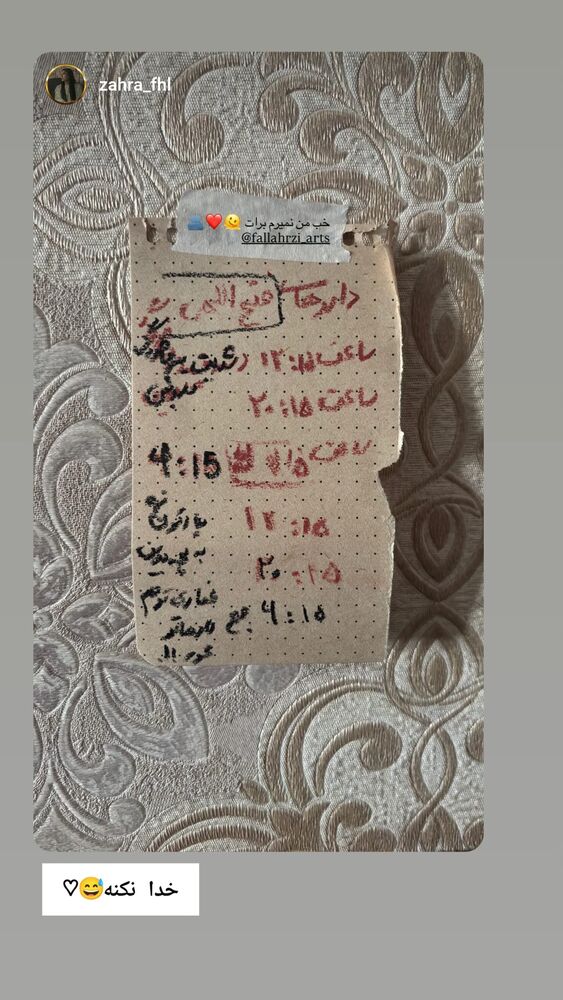  جدید ترین استوری اینستاگرام راضیه فلاحیان