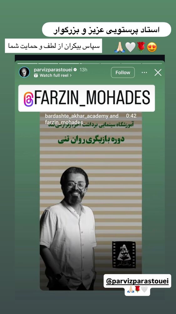  جدید ترین استوری اینستاگرام فرناز امینی