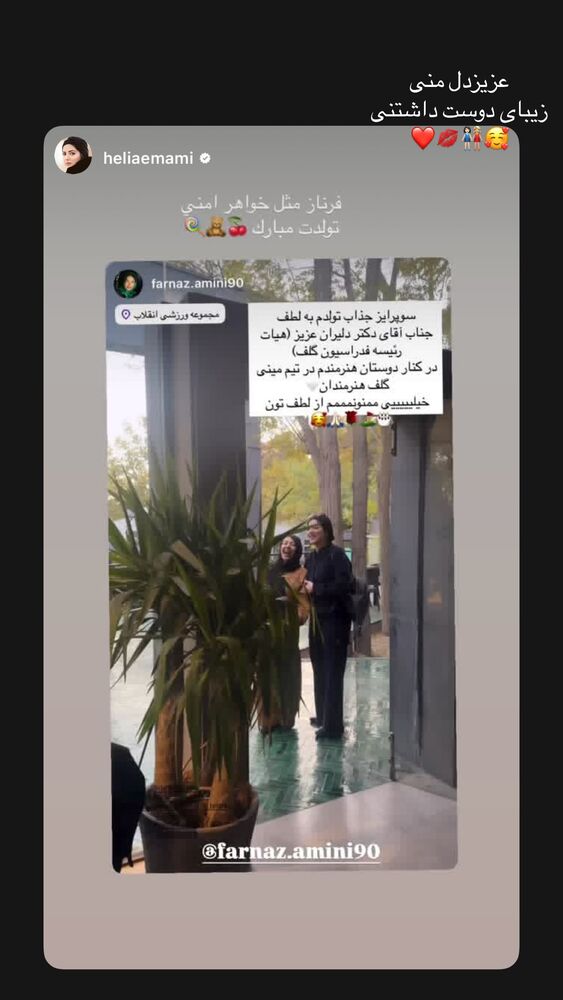  جدید ترین استوری اینستاگرام فرناز امینی