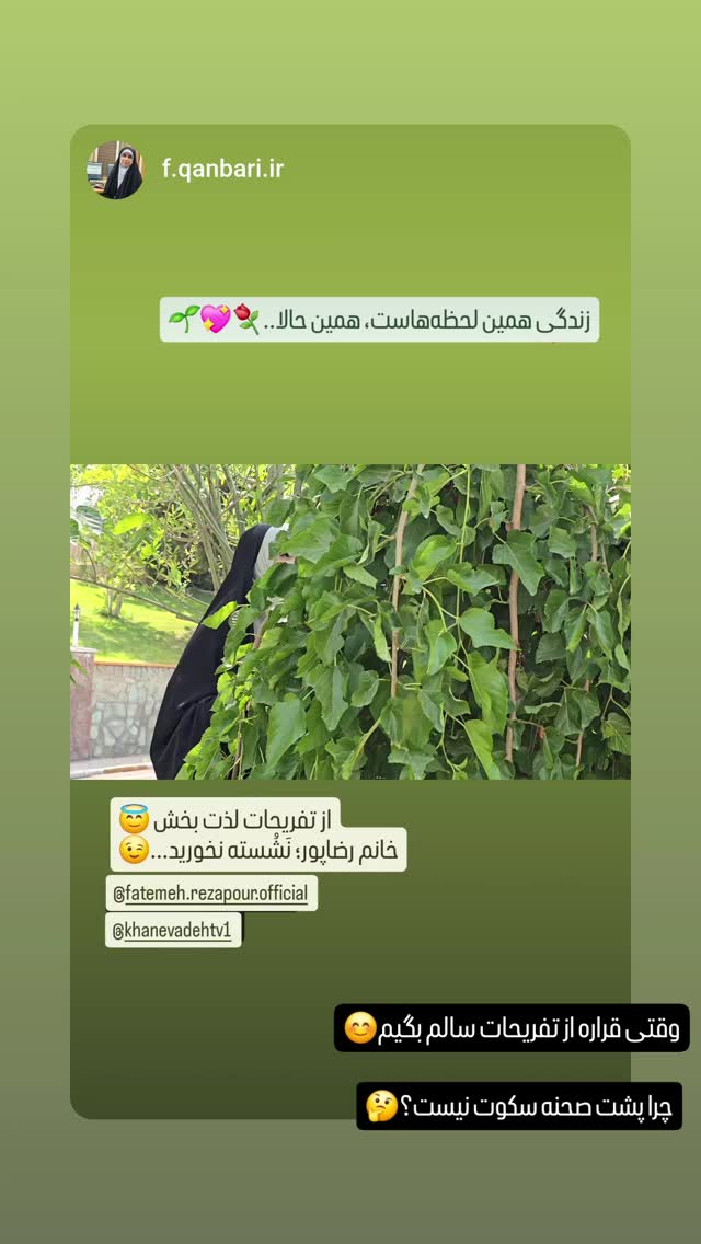  جدید ترین استوری اینستاگرام فاطمه رضاپور