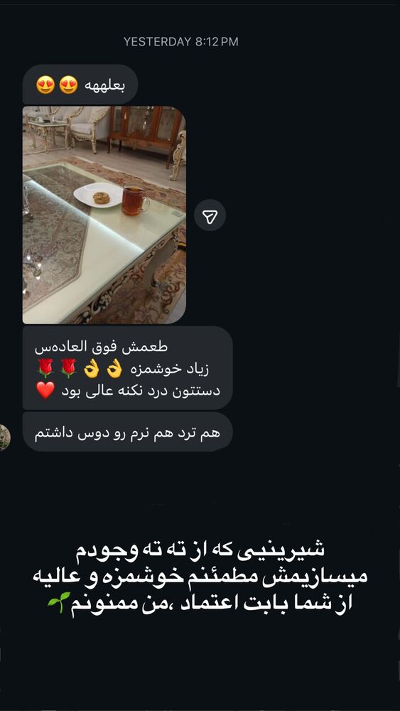  جدید ترین استوری اینستاگرام فاطمه محمدی قره چناق