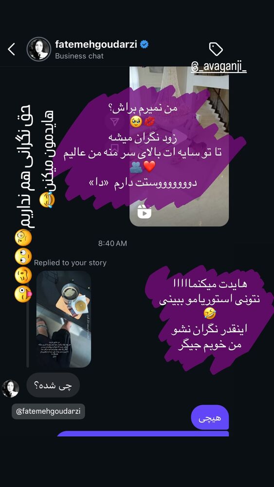  جدید ترین استوری اینستاگرام فاطمه گودرزی