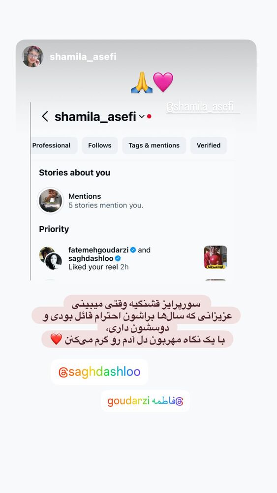  جدید ترین استوری اینستاگرام فاطمه گودرزی