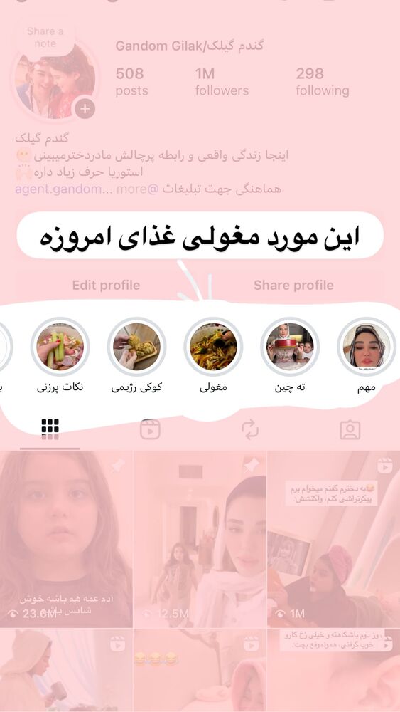  جدید ترین استوری اینستاگرام گندم گیلک