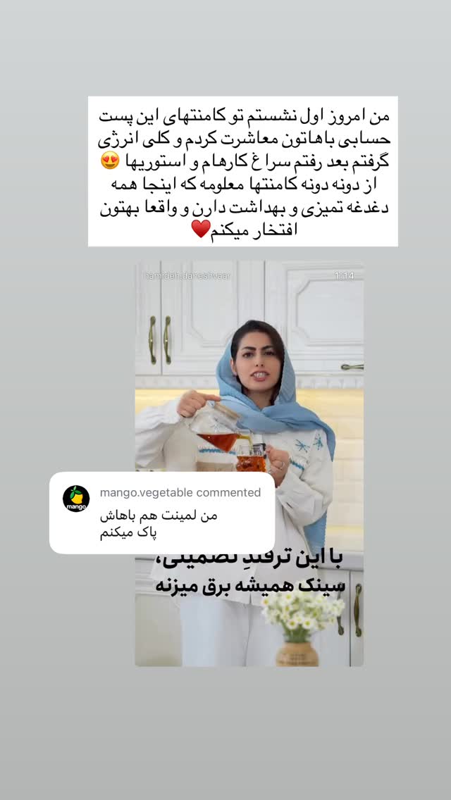  جدید ترین استوری اینستاگرام حمیده دانشور