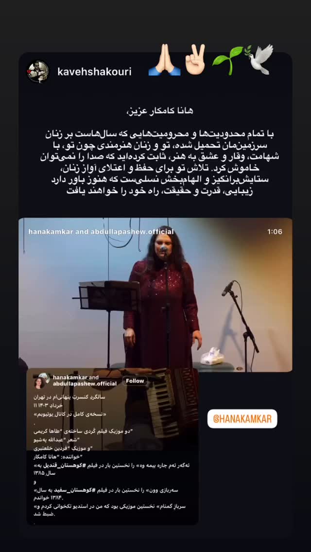  جدید ترین استوری اینستاگرام هانا کامکار