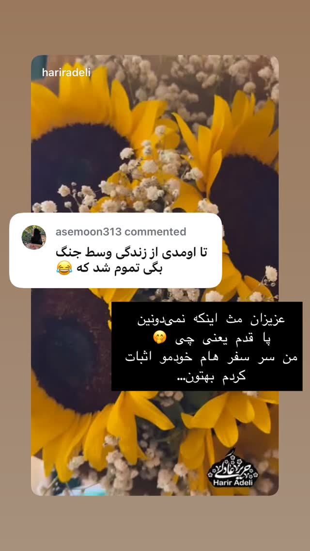  جدید ترین استوری اینستاگرام حریر عادلی