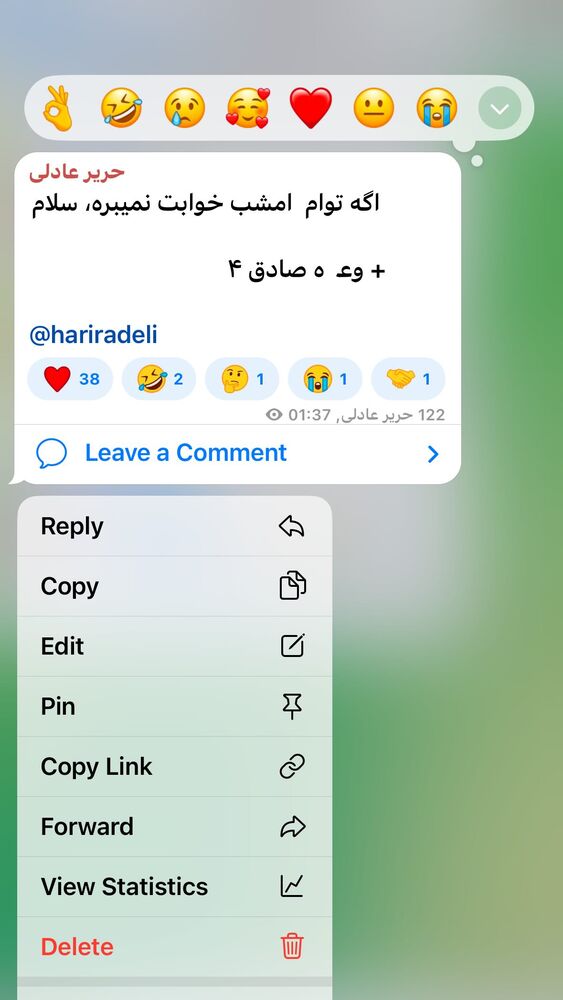  جدید ترین استوری اینستاگرام حریر عادلی