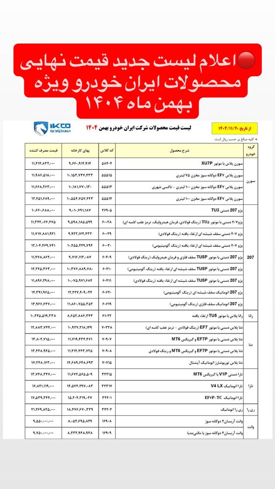  جدید ترین استوری اینستاگرام قیمت روز خودرو ها