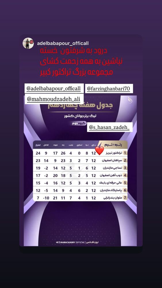  جدید ترین استوری اینستاگرام علی محمود زاده