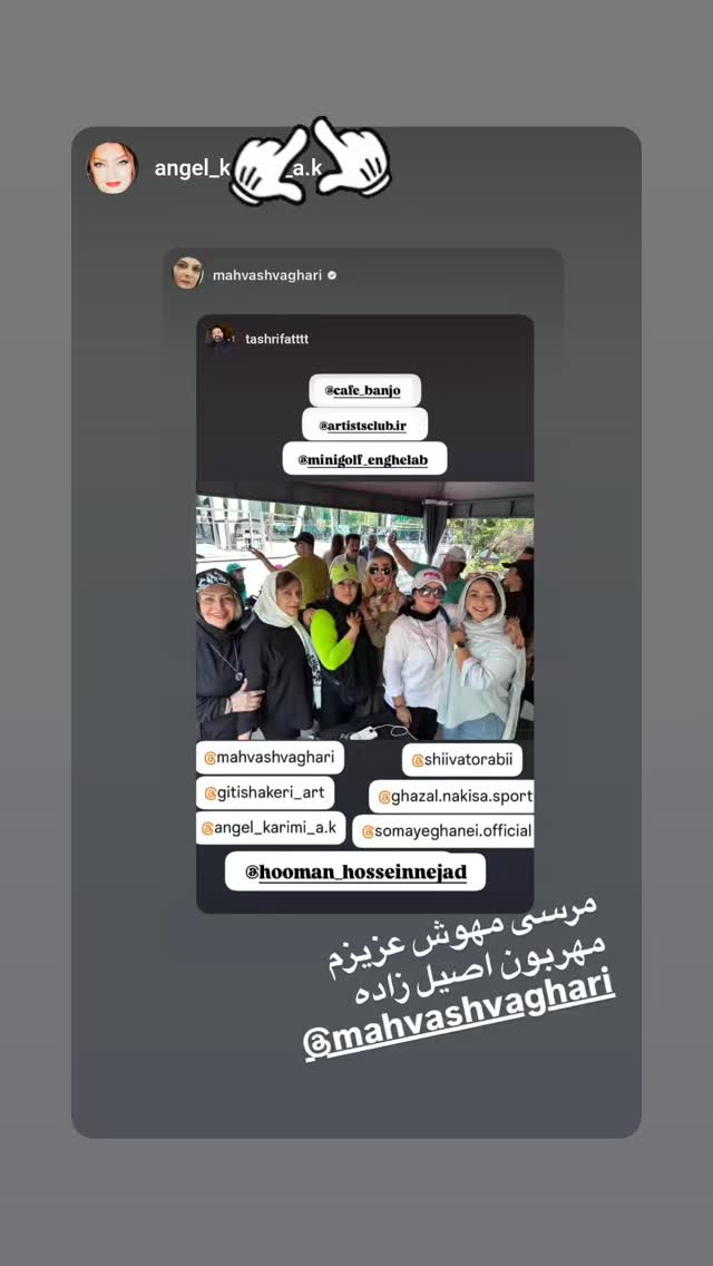  جدید ترین استوری اینستاگرام مهوش وقاری
