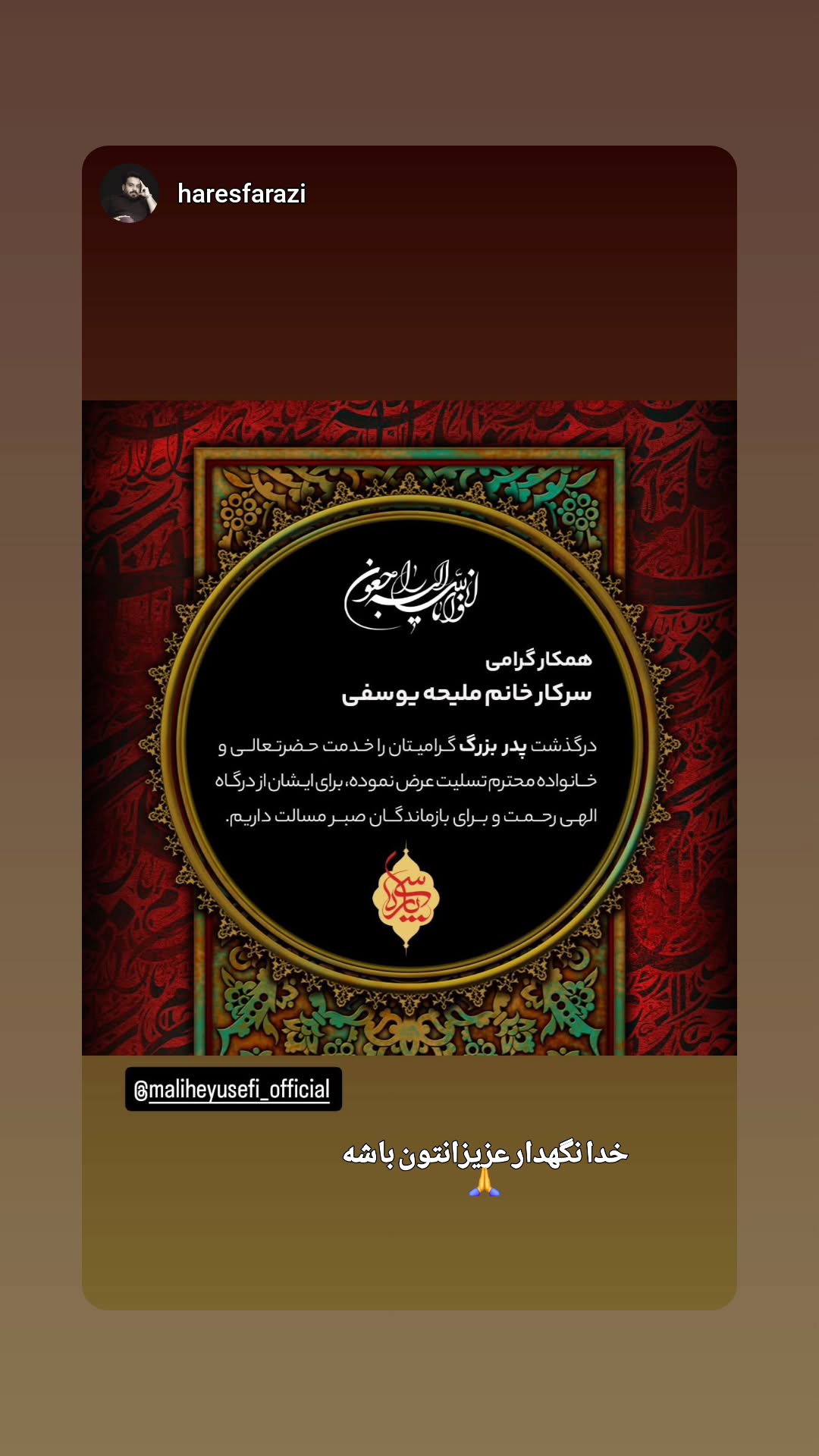  جدید ترین استوری اینستاگرام ملیحه یوسفی