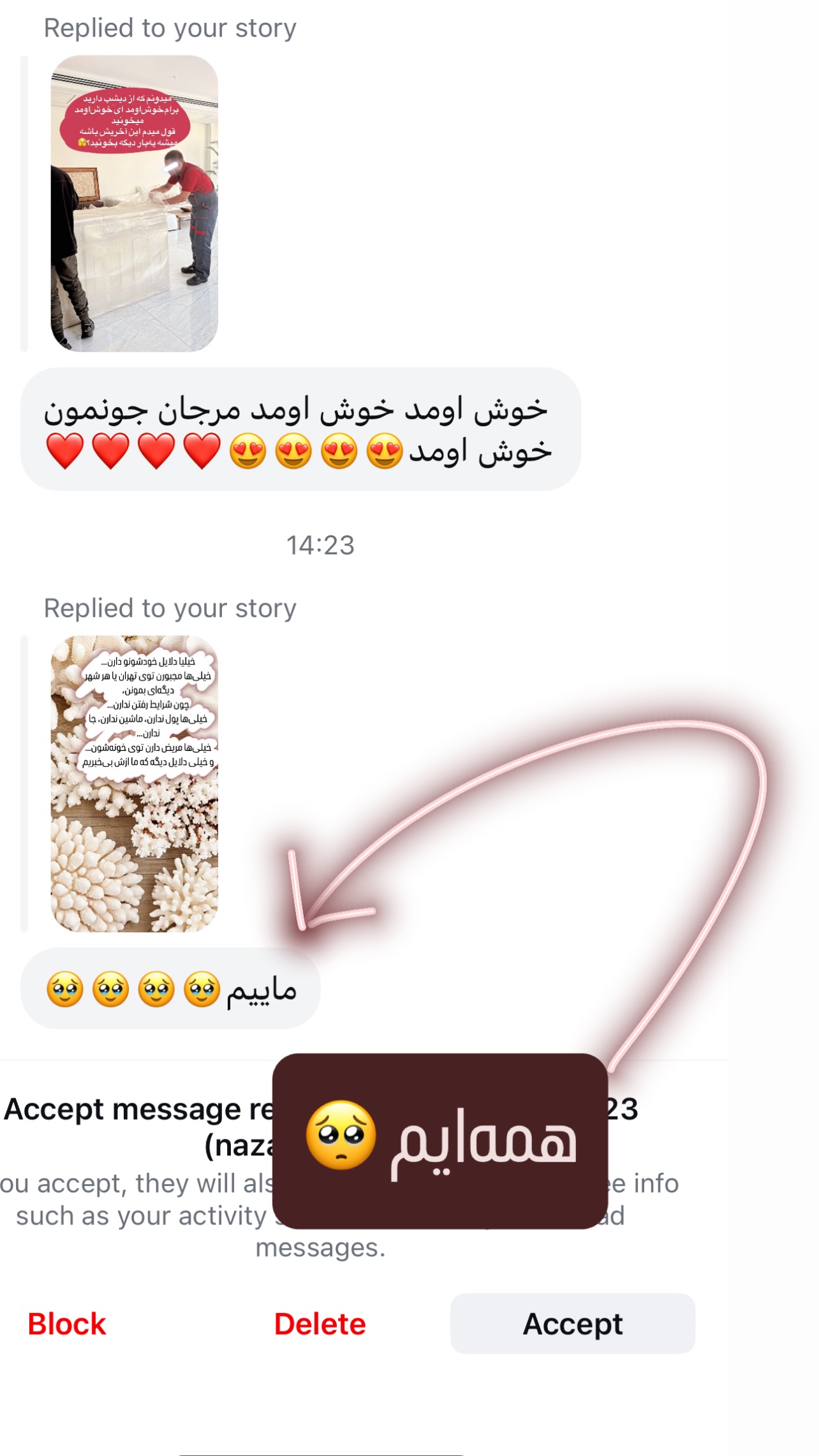  جدید ترین استوری اینستاگرام مرجان ماهینی