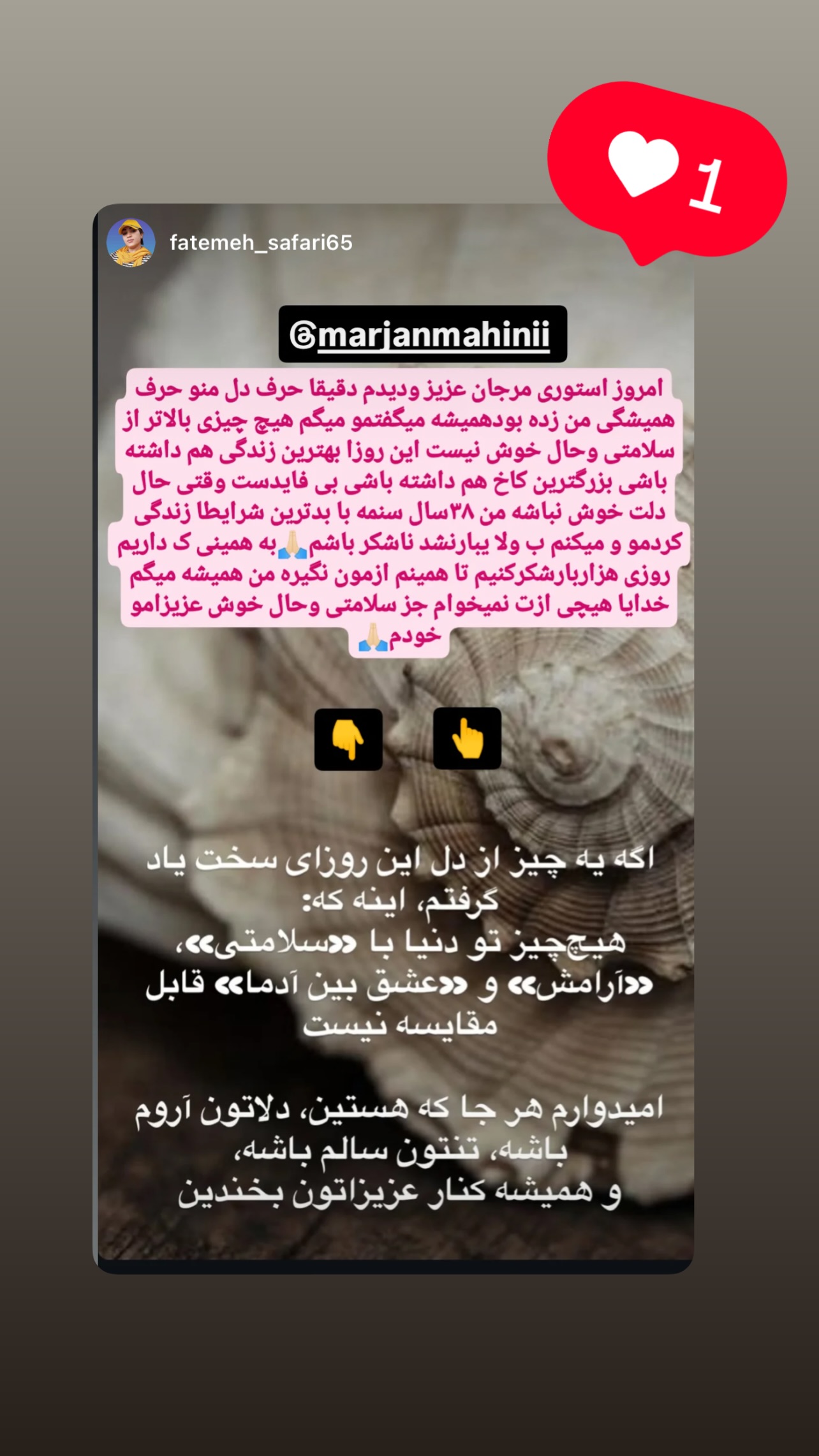  جدید ترین استوری اینستاگرام مرجان ماهینی