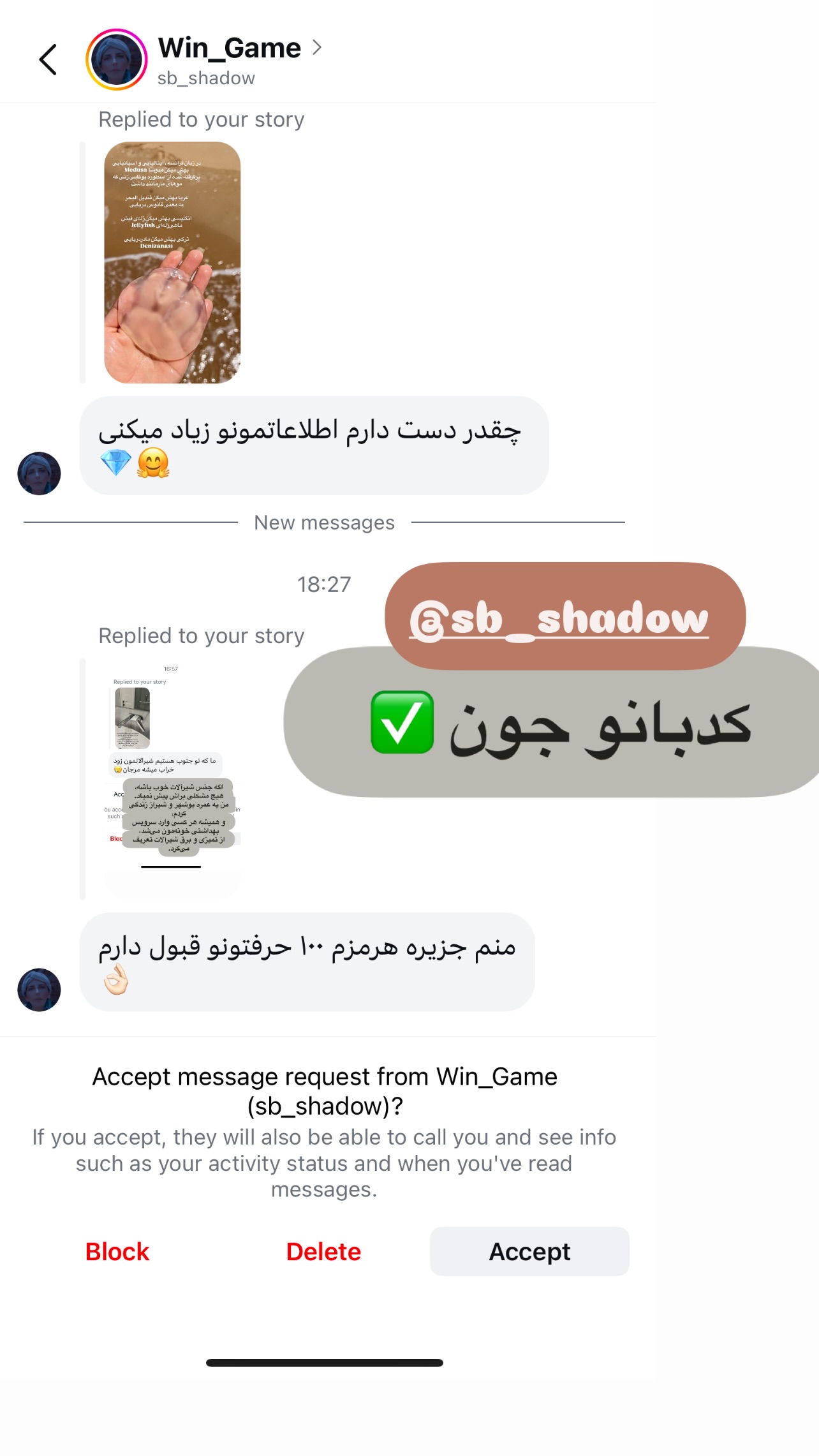  جدید ترین استوری اینستاگرام مرجان ماهینی