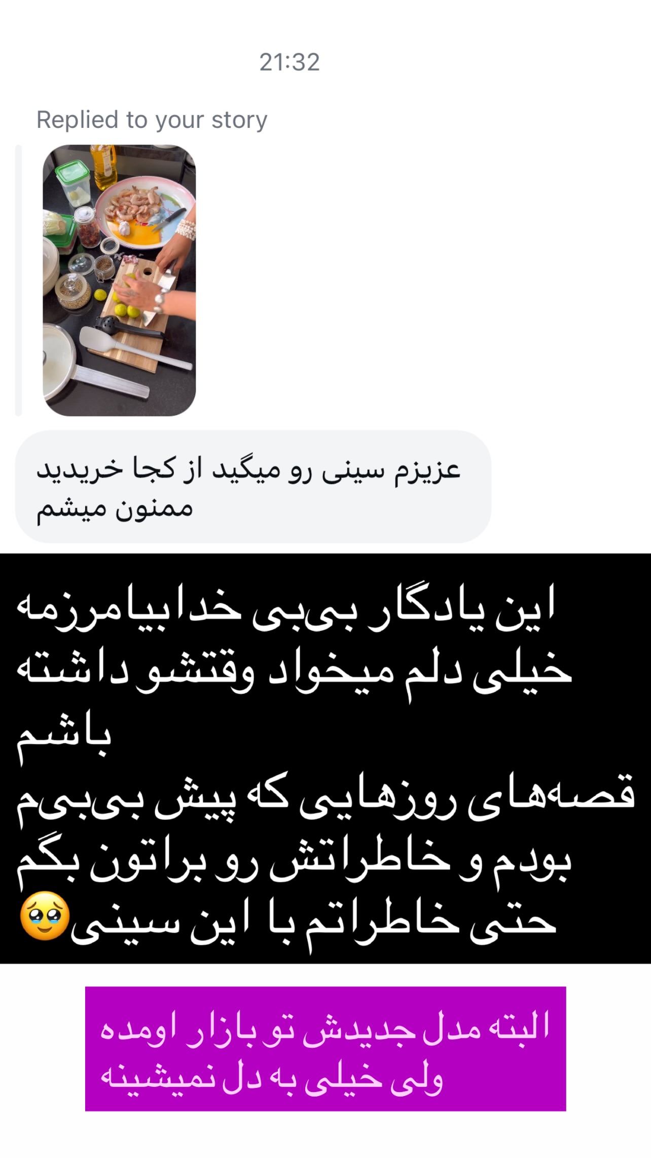  جدید ترین استوری اینستاگرام مرجان ماهینی