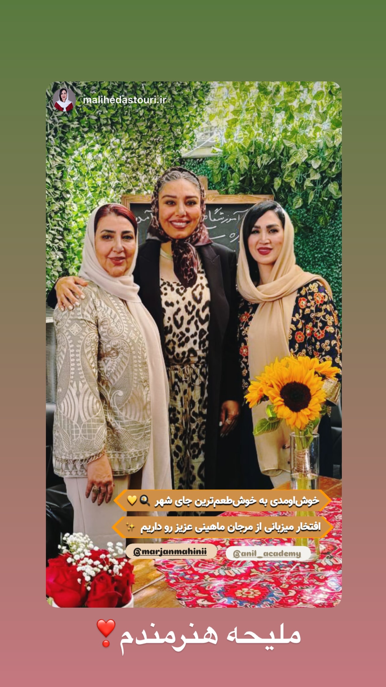  جدید ترین استوری اینستاگرام مرجان ماهینی