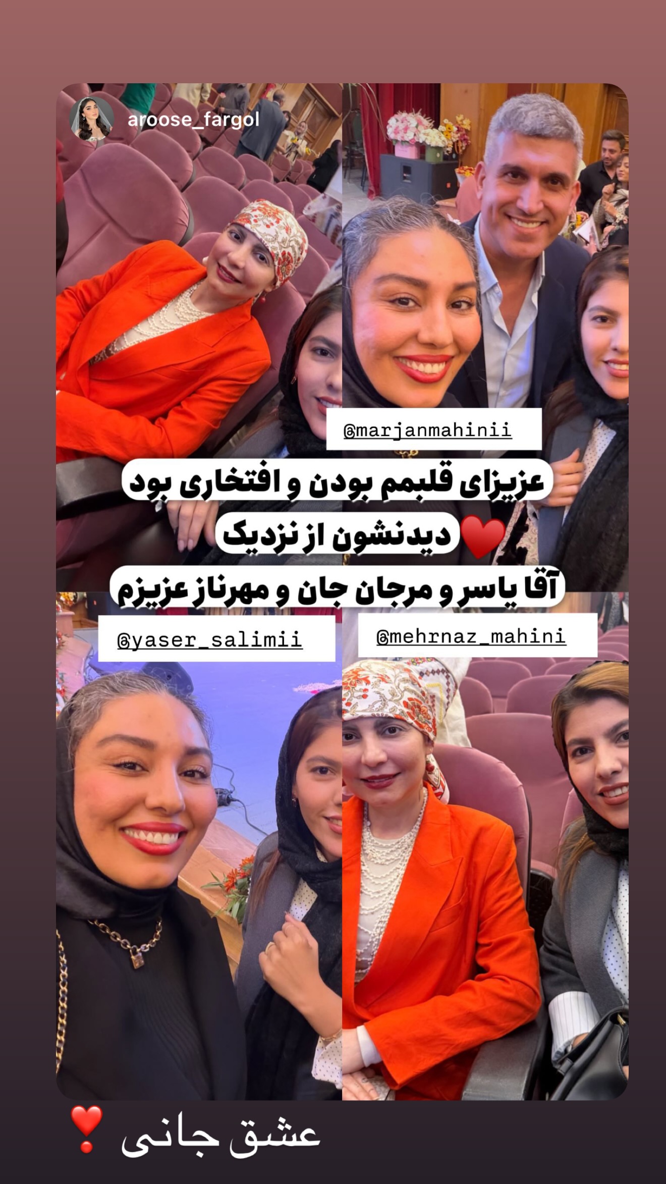  جدید ترین استوری اینستاگرام مرجان ماهینی