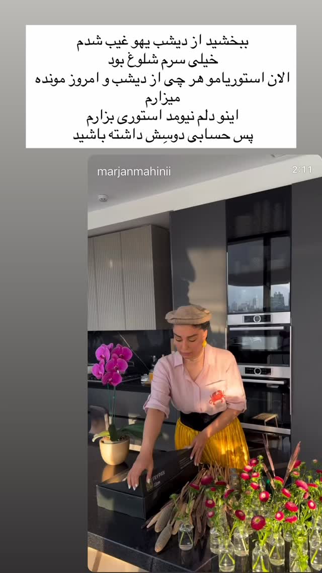  جدید ترین استوری اینستاگرام مرجان ماهینی