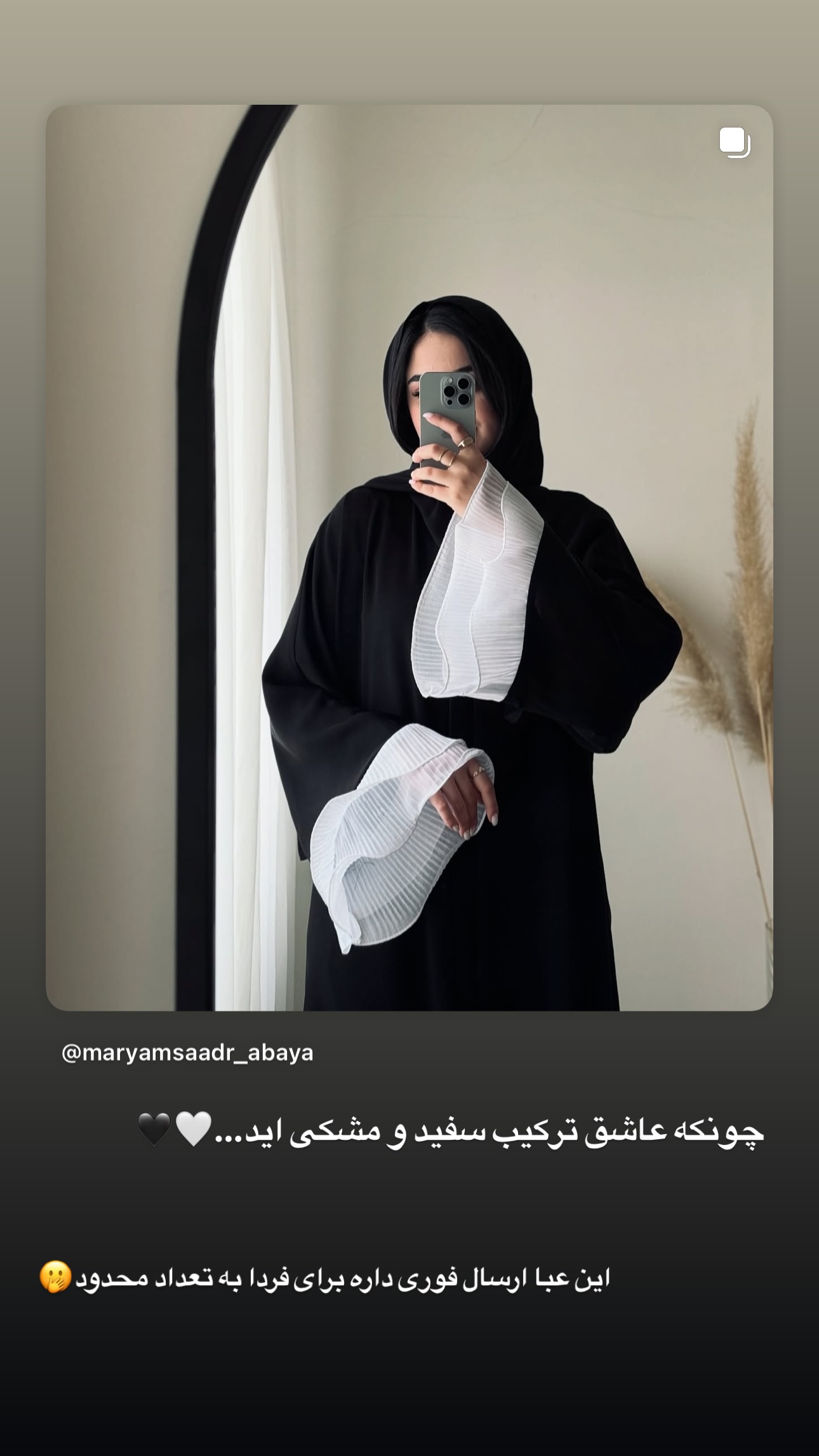  جدید ترین استوری اینستاگرام مریم صدر عبایا