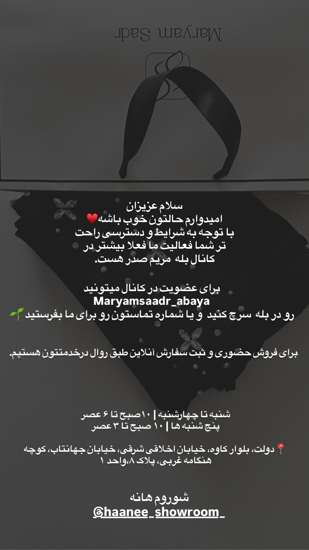  جدید ترین استوری اینستاگرام مریم صدر عبایا