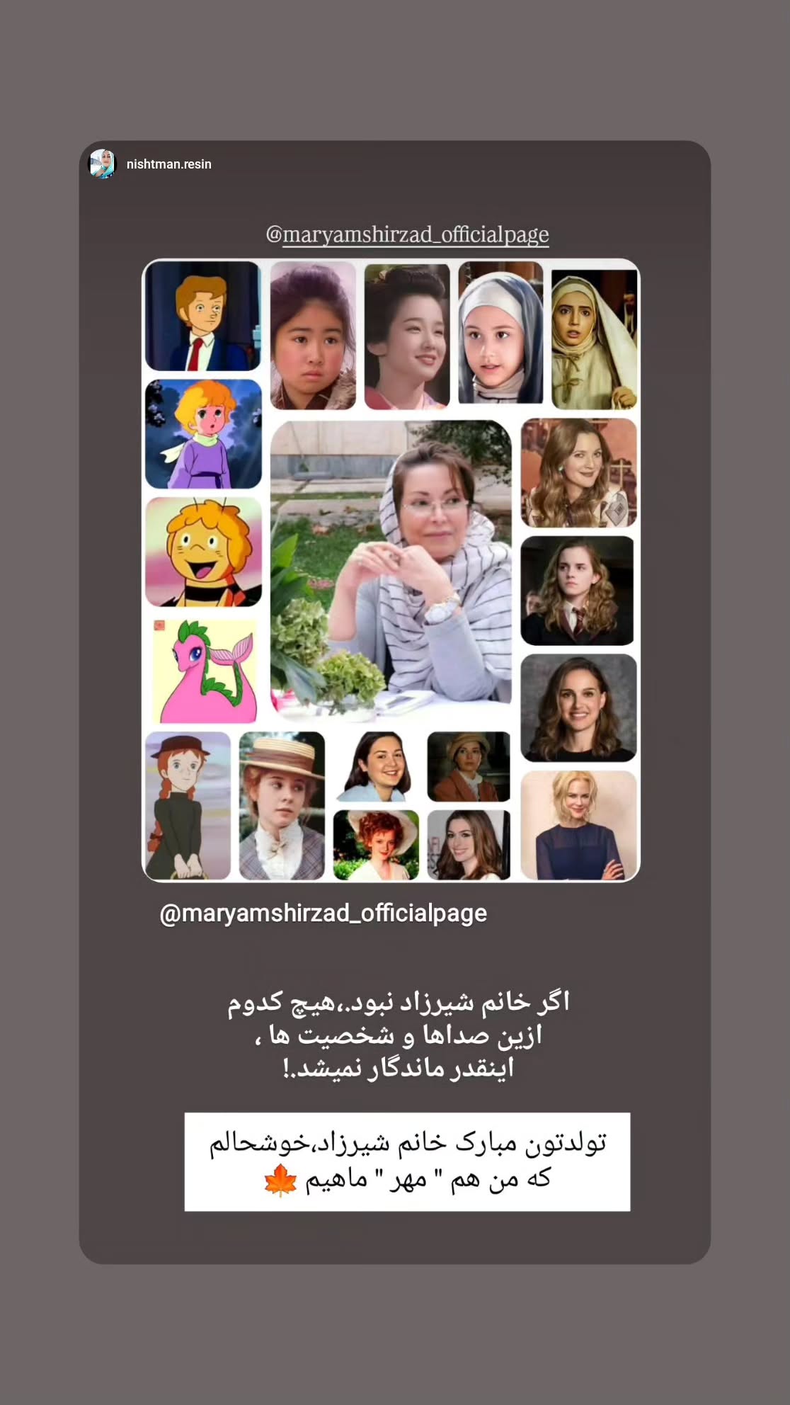  جدید ترین استوری اینستاگرام مریم شیرزاد