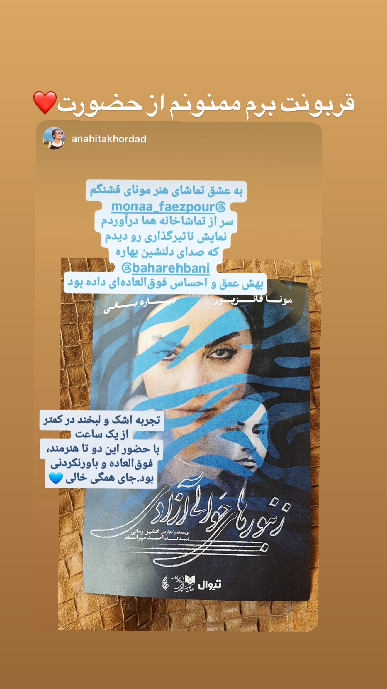  جدید ترین استوری اینستاگرام مونا فائزپور