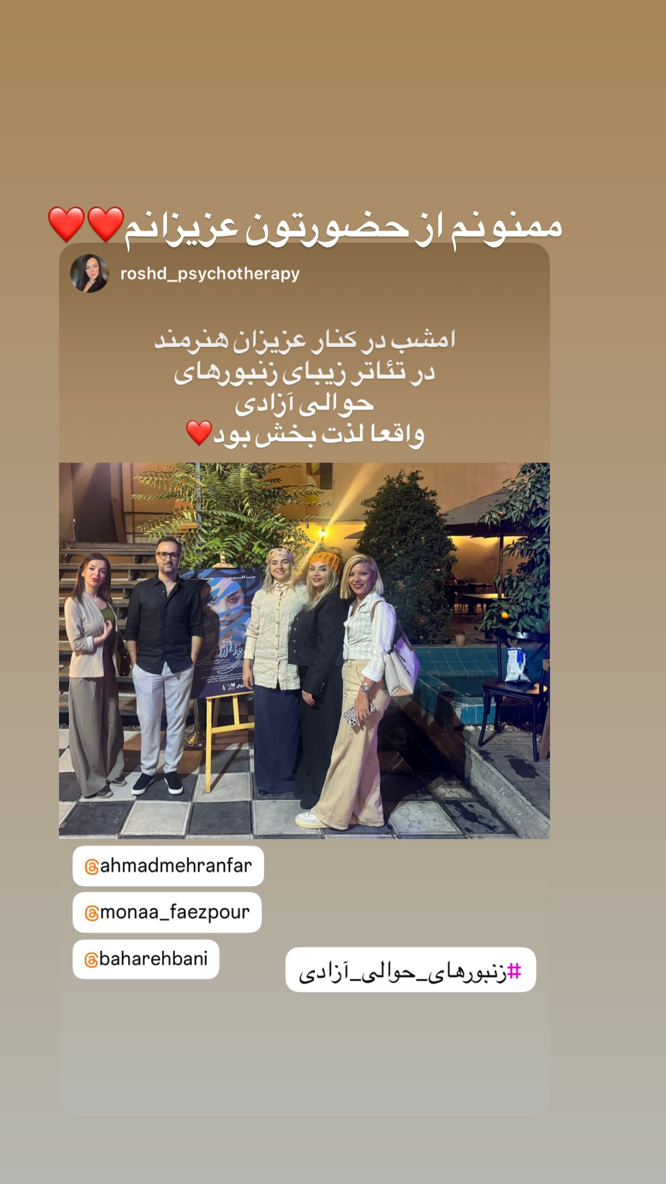  جدید ترین استوری اینستاگرام مونا فائزپور