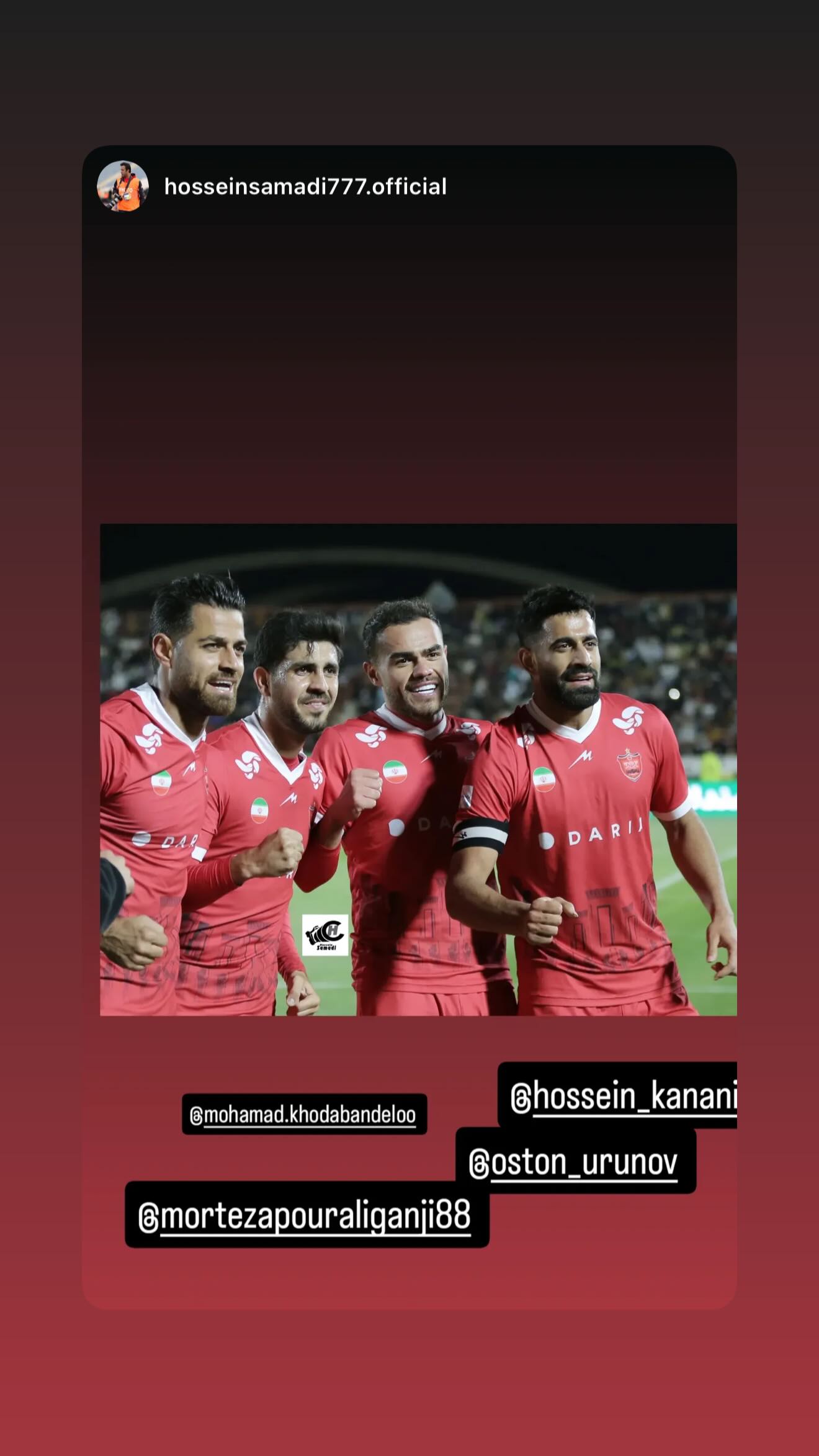  جدید ترین استوری اینستاگرام مرتضي پورعلي گنجي