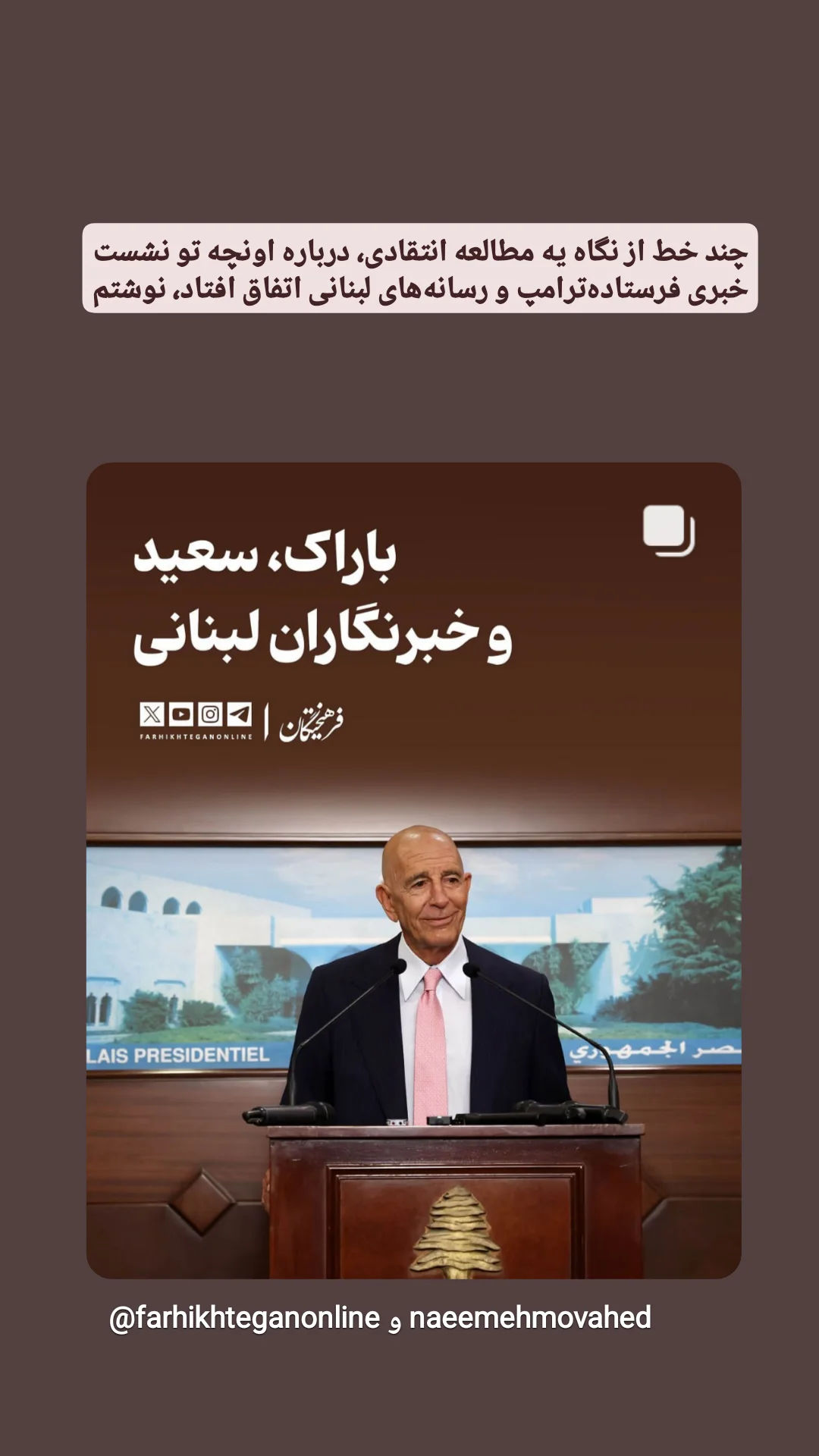  جدید ترین استوری اینستاگرام نعیمه موحد