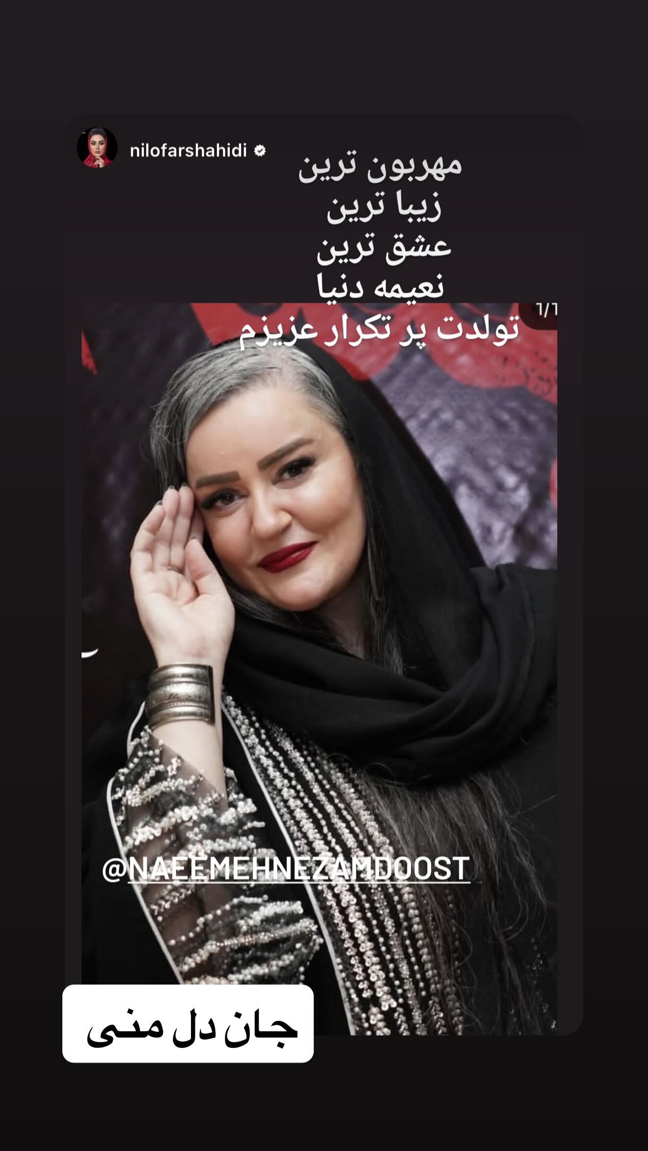  جدید ترین استوری اینستاگرام نعیمه نظام دوست