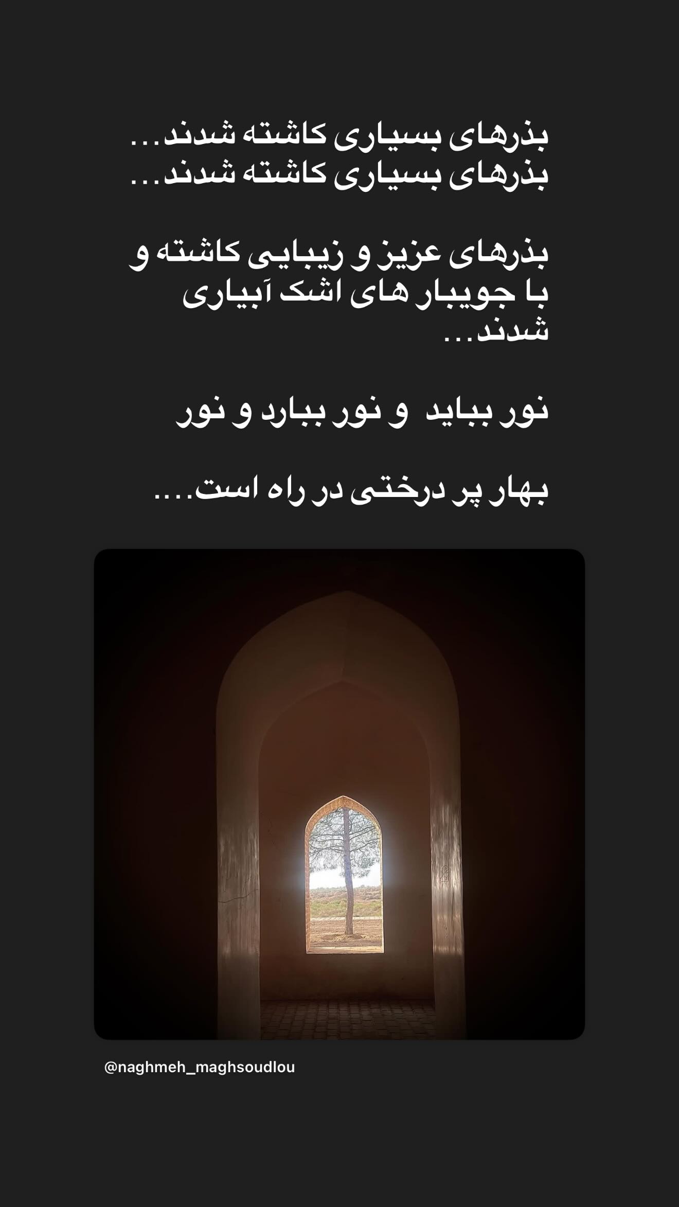  جدید ترین استوری اینستاگرام نغمه مقصودلو