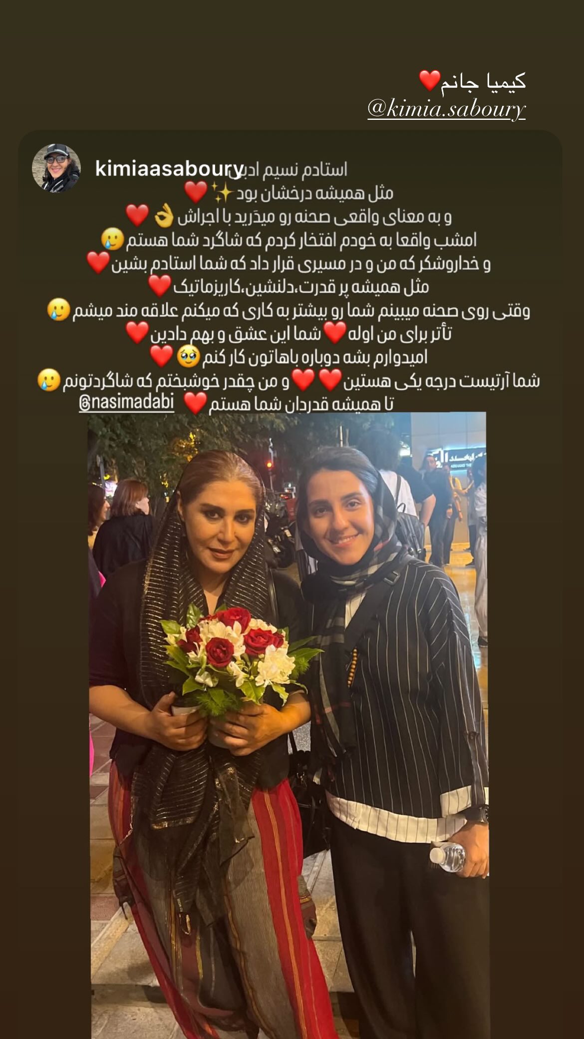  جدید ترین استوری اینستاگرام نسیم ادبی
