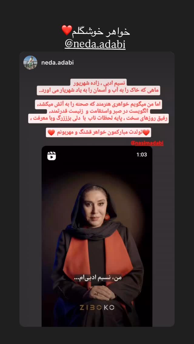  جدید ترین استوری اینستاگرام نسیم ادبی