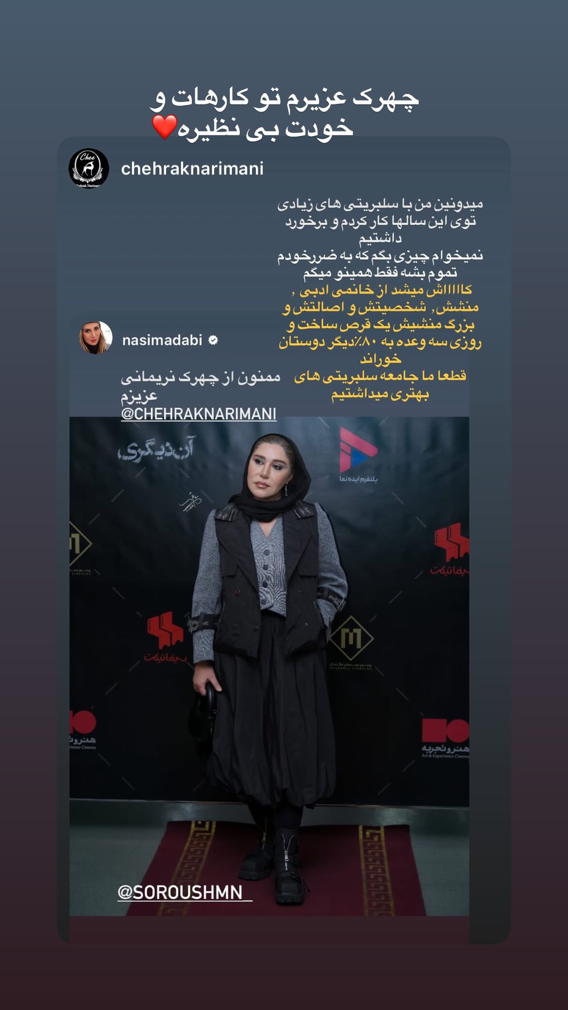  جدید ترین استوری اینستاگرام نسیم ادبی