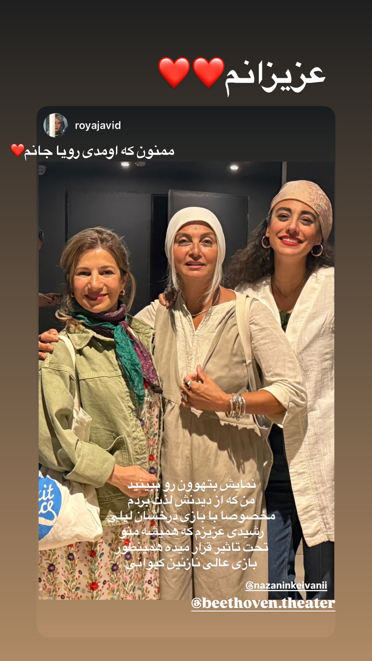  جدید ترین استوری اینستاگرام نازنین کیوانی