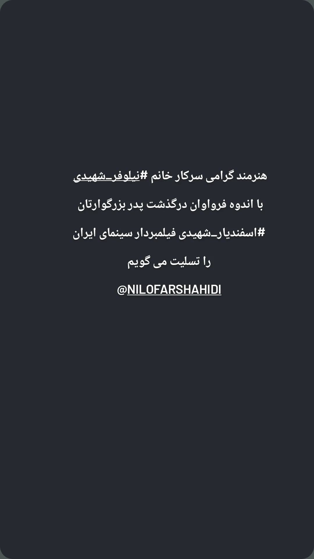  جدید ترین استوری اینستاگرام نیلوفر شهیدی