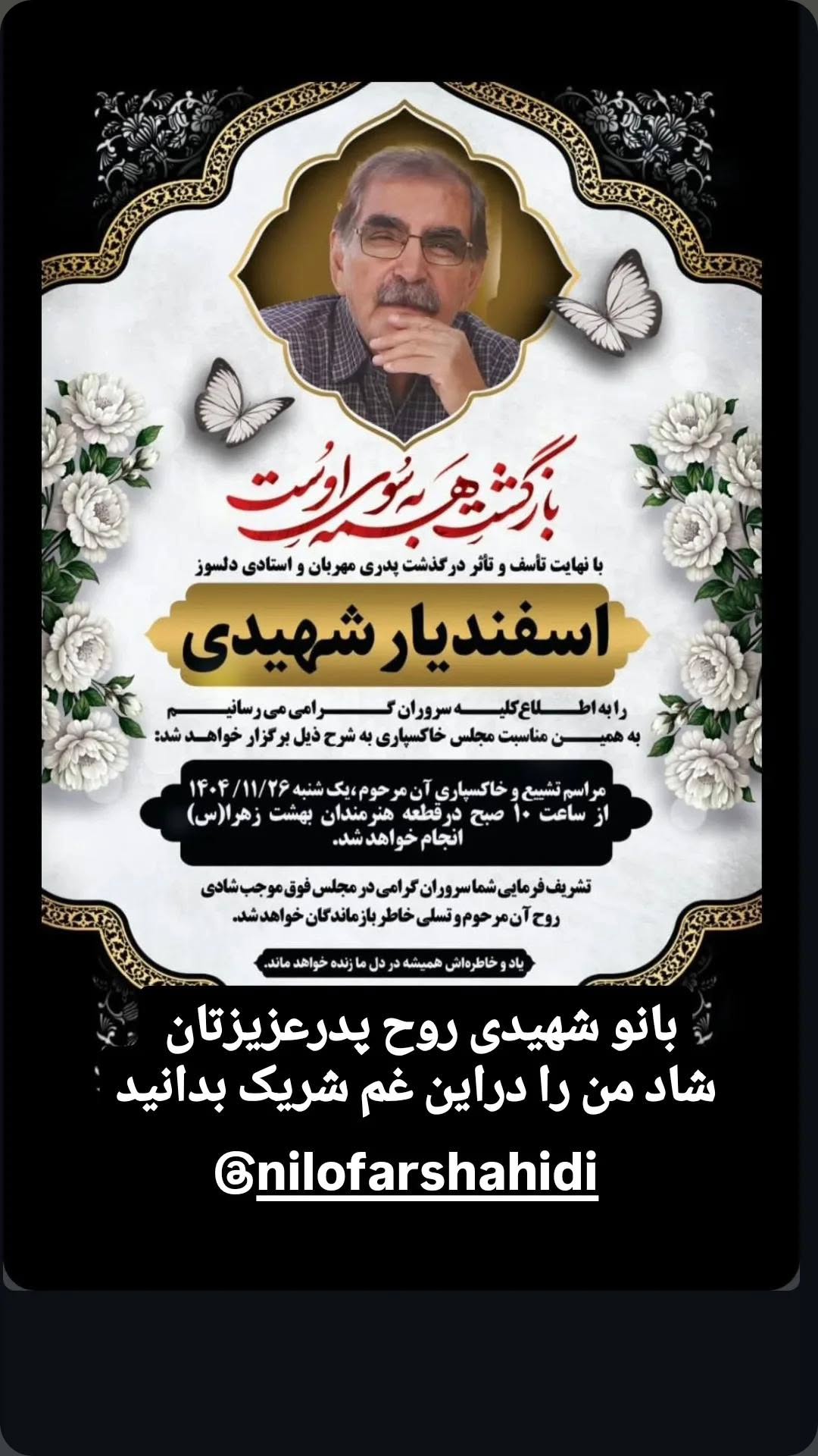 جدید ترین استوری اینستاگرام نیلوفر شهیدی