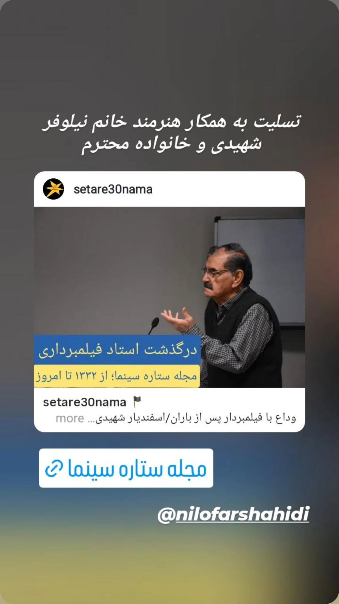 جدید ترین استوری اینستاگرام نیلوفر شهیدی