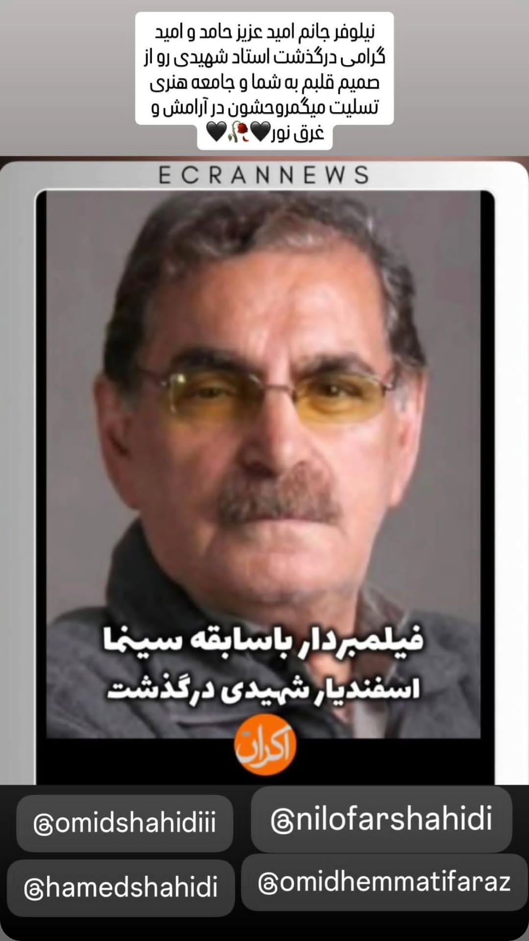  جدید ترین استوری اینستاگرام نیلوفر شهیدی