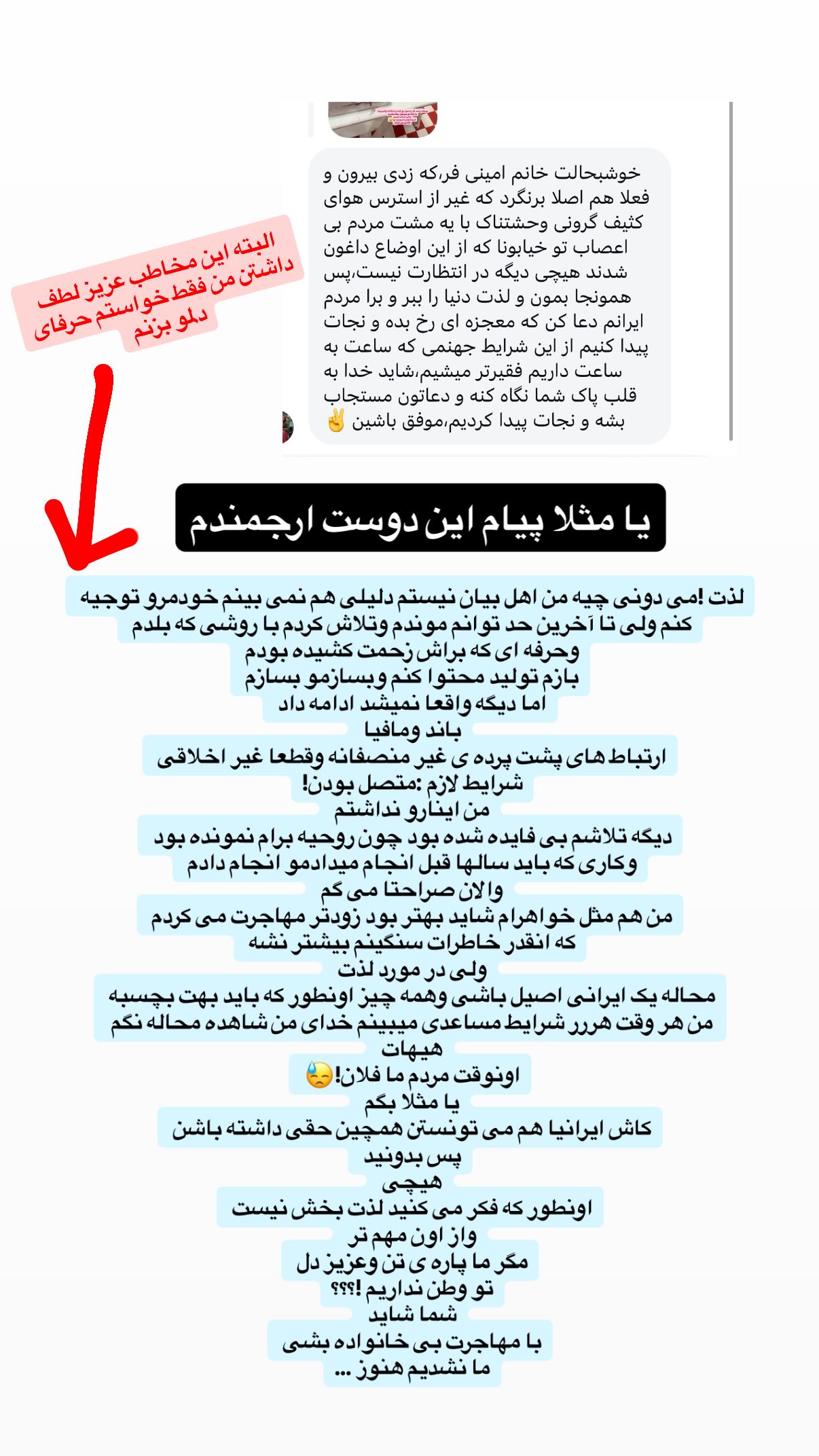  جدید ترین استوری اینستاگرام نیلوفر امینی فر