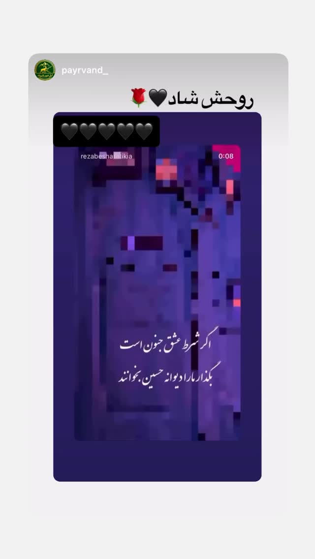  جدید ترین استوری اینستاگرام رضا بشارتی کیا