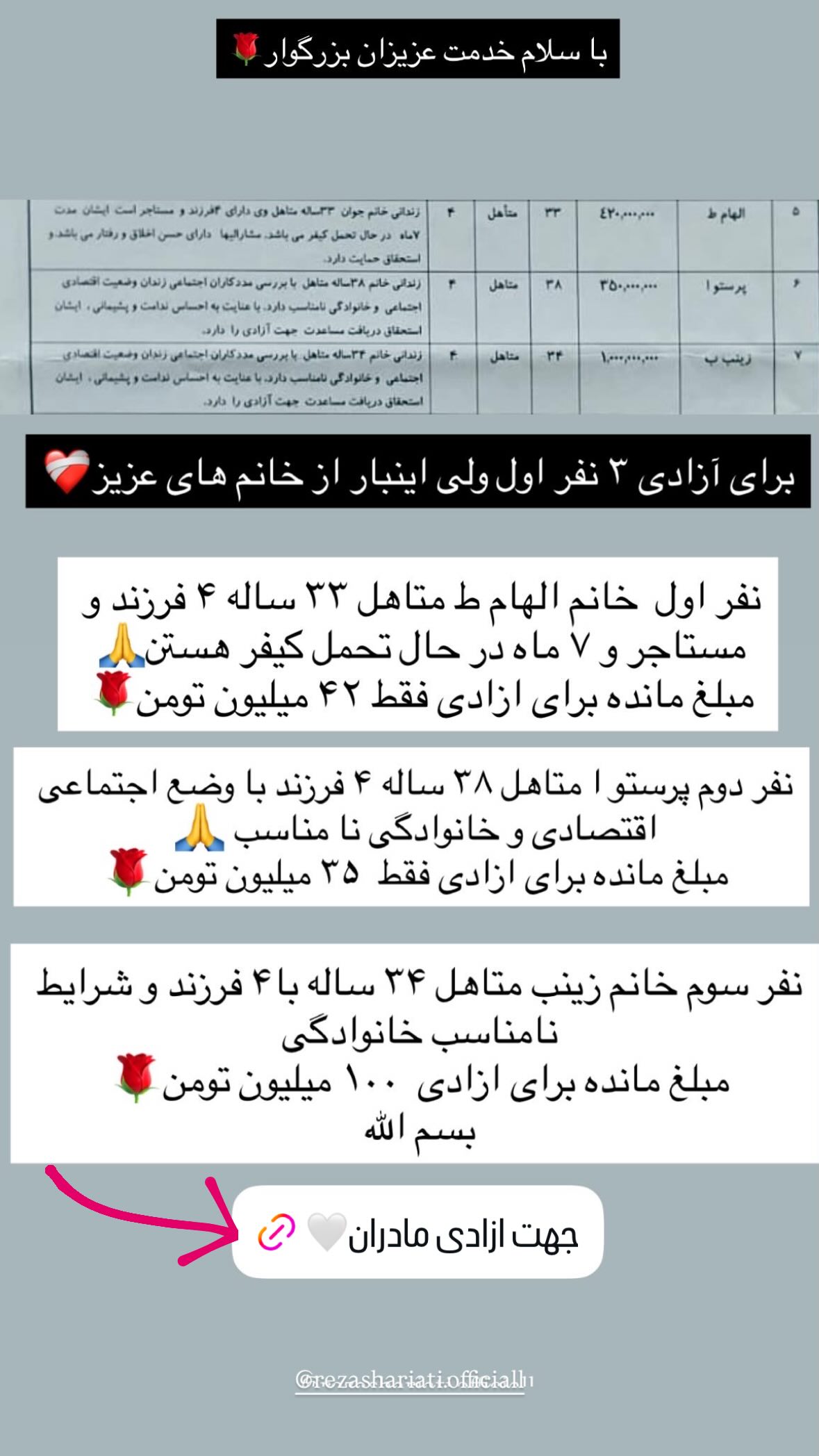  جدید ترین استوری اینستاگرام رظا شریعتی
